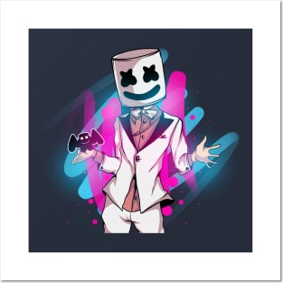 Marshmello Happy Neon Party Posters and Art